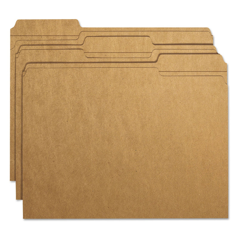 Smead Heavyweight Kraft File Folder, 1/3-Cut Tabs: Assorted, Letter Size, 0.75" Expansion, 11-pt Kraft, Brown, 100/Box