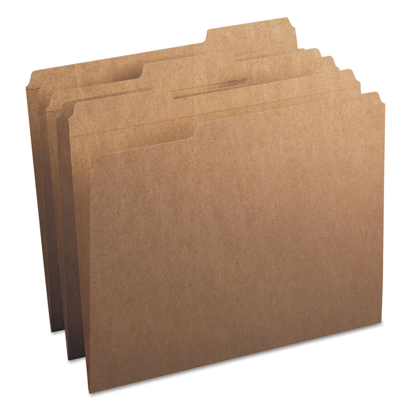 Smead Heavyweight Kraft File Folder, 1/3-Cut Tabs: Assorted, Letter Size, 0.75" Expansion, 11-pt Kraft, Brown, 100/Box