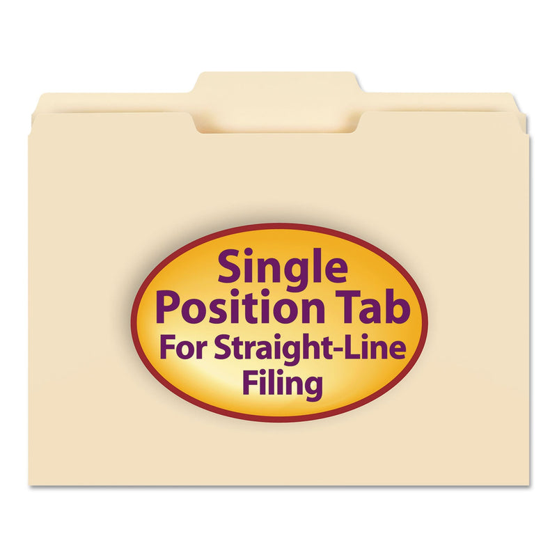 Smead Manila File Folders, 1/3-Cut Tabs: Center Position, Letter Size, 0.75" Expansion, Manila, 100/Box