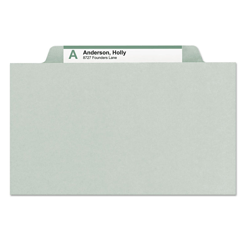 Smead Expanding Recycled Heavy Pressboard Folders, 1/3-Cut Tabs: Assorted, Letter Size, 1" Expansion, Gray-Green, 25/Box