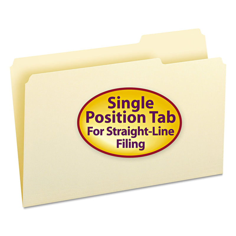 Smead Manila File Folders, 1/3-Cut Tabs: Right Position, Legal Size, 0.75" Expansion, Manila, 100/Box