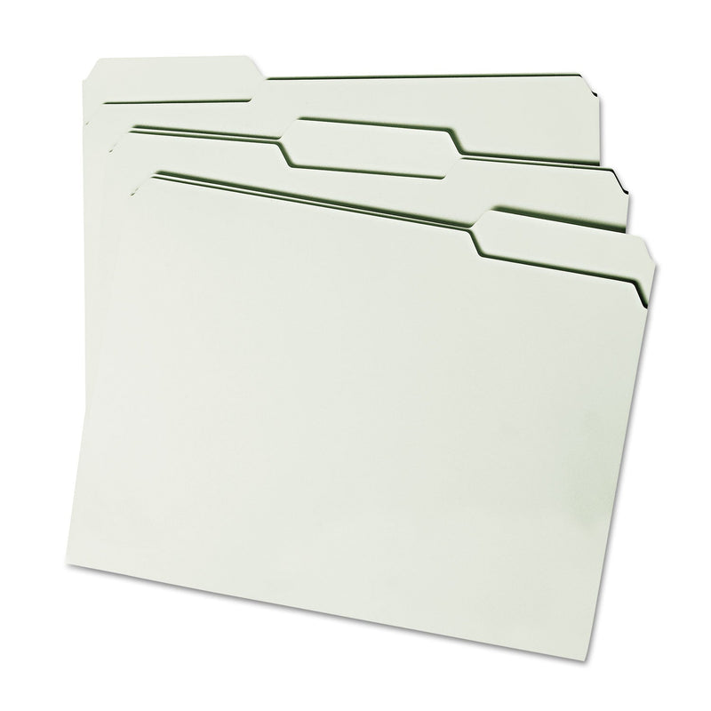 Smead Expanding Recycled Heavy Pressboard Folders, 1/3-Cut Tabs: Assorted, Letter Size, 1" Expansion, Gray-Green, 25/Box