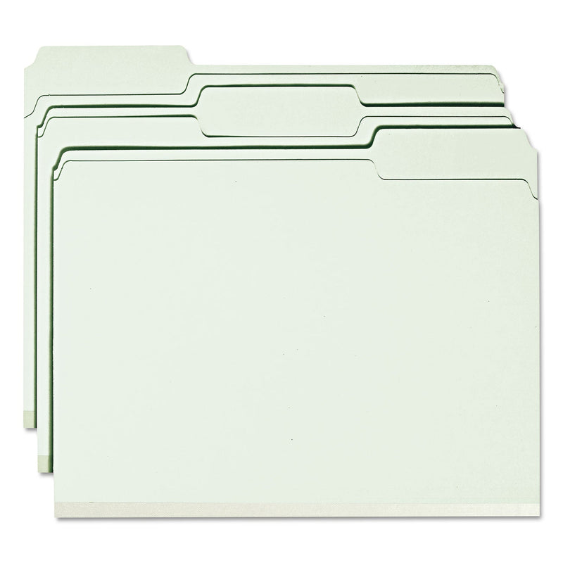 Smead Expanding Recycled Heavy Pressboard Folders, 1/3-Cut Tabs: Assorted, Letter Size, 2" Expansion, Gray-Green, 25/Box