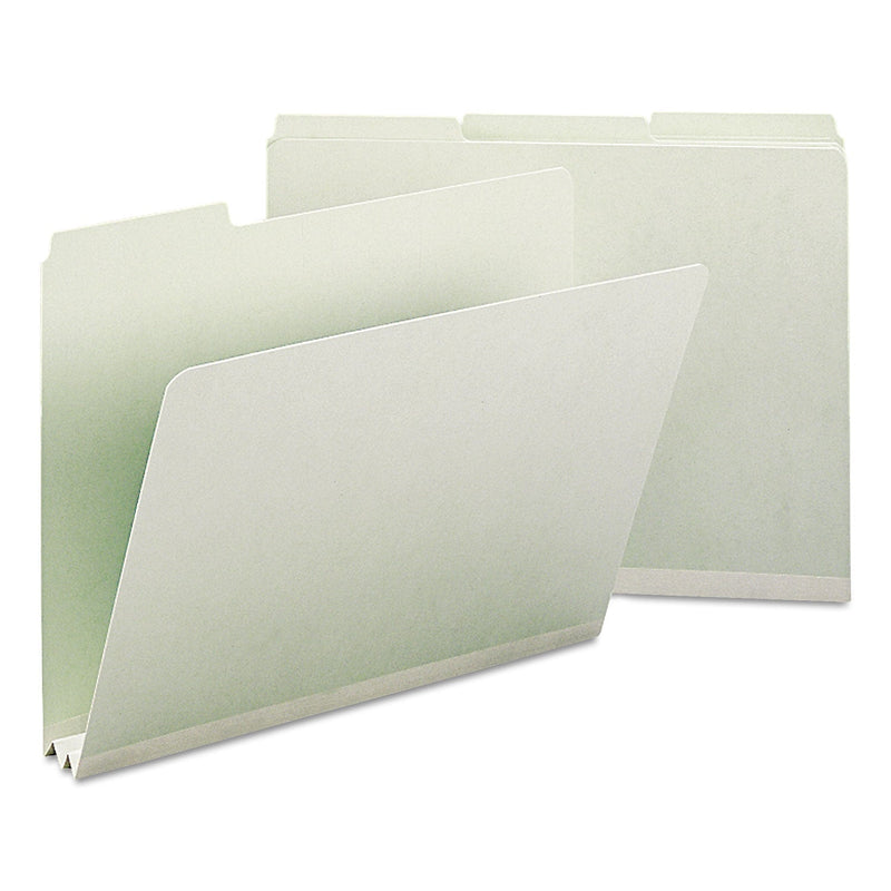 Smead Expanding Recycled Heavy Pressboard Folders, 1/3-Cut Tabs: Assorted, Letter Size, 2" Expansion, Gray-Green, 25/Box