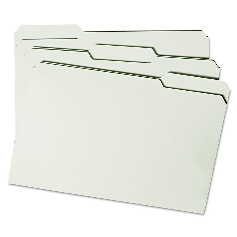 Smead Expanding Recycled Heavy Pressboard Folders, 1/3-Cut Tabs: Assorted, Legal Size, 2" Expansion, Gray-Green, 25/Box