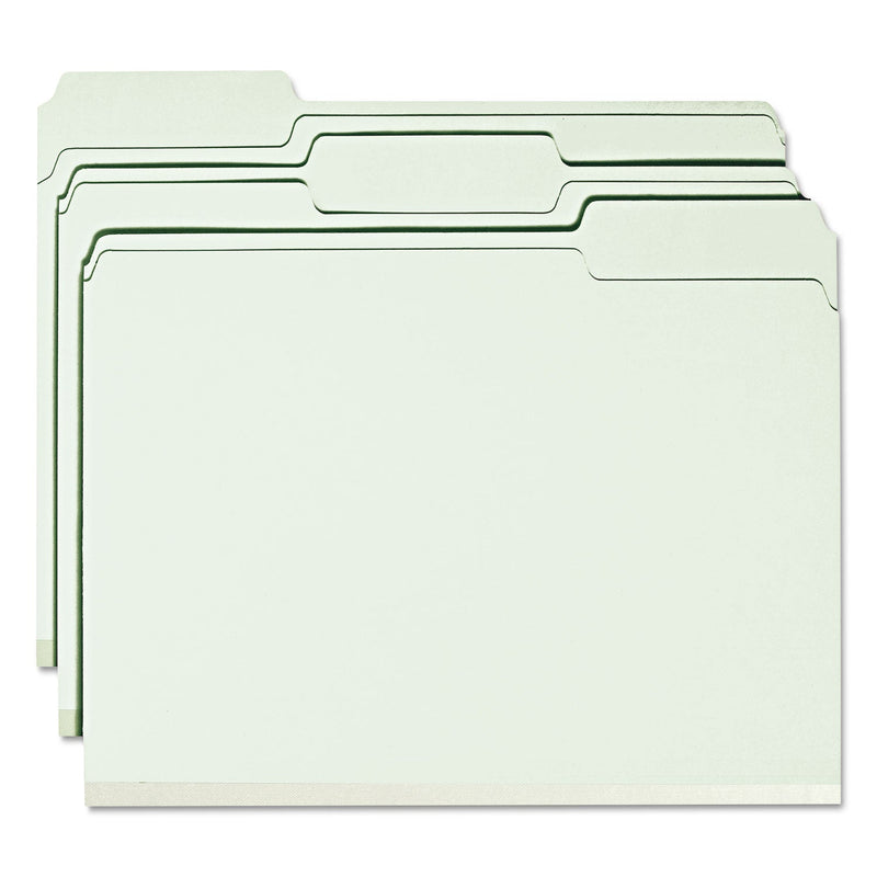 Smead Expanding Recycled Heavy Pressboard Folders, 1/3-Cut Tabs: Assorted, Letter Size, 1" Expansion, Gray-Green, 25/Box