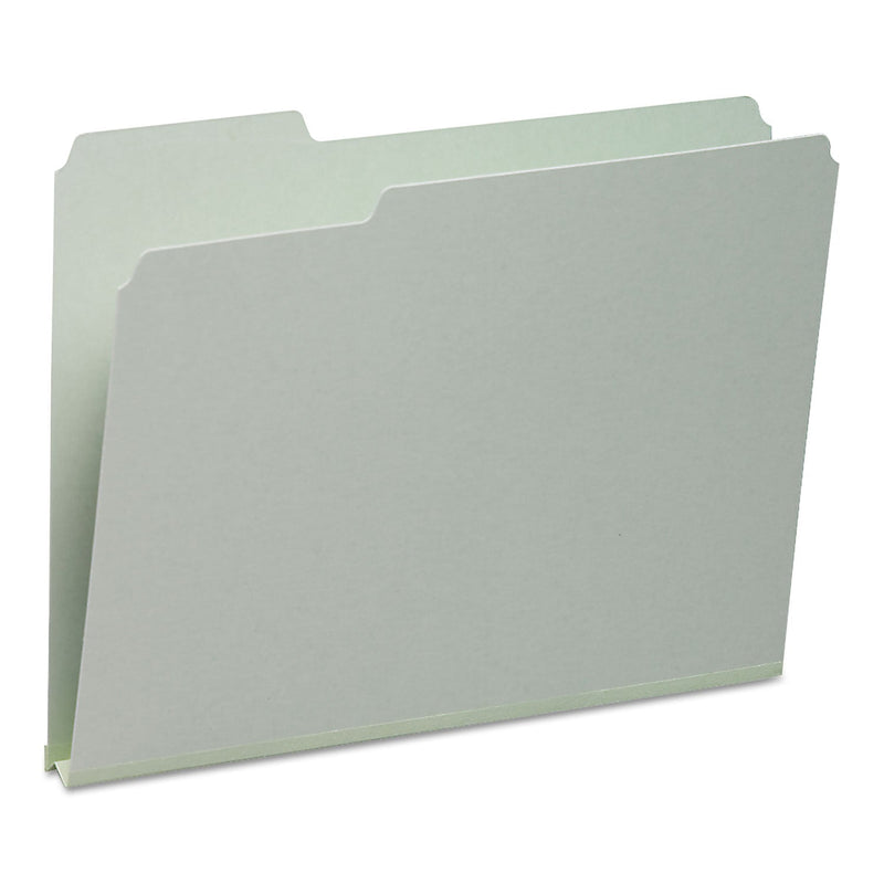 Smead Expanding Recycled Heavy Pressboard Folders, 1/3-Cut Tabs: Assorted, Letter Size, 1" Expansion, Gray-Green, 25/Box