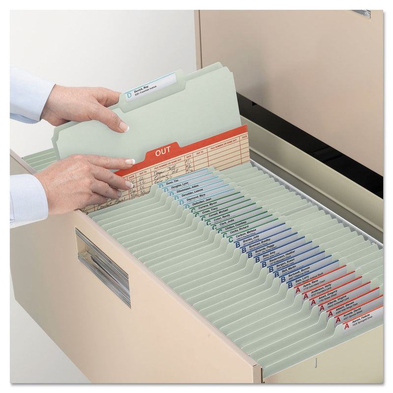 Smead Expanding Recycled Heavy Pressboard Folders, 1/3-Cut Tabs: Assorted, Legal Size, 2" Expansion, Gray-Green, 25/Box