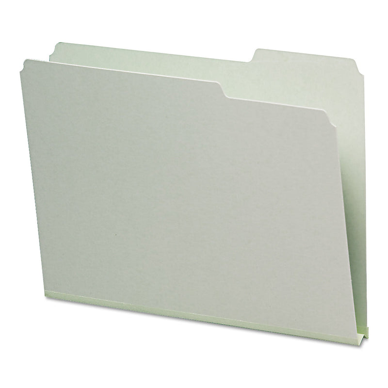 Smead Expanding Recycled Heavy Pressboard Folders, 1/3-Cut Tabs: Assorted, Letter Size, 1" Expansion, Gray-Green, 25/Box