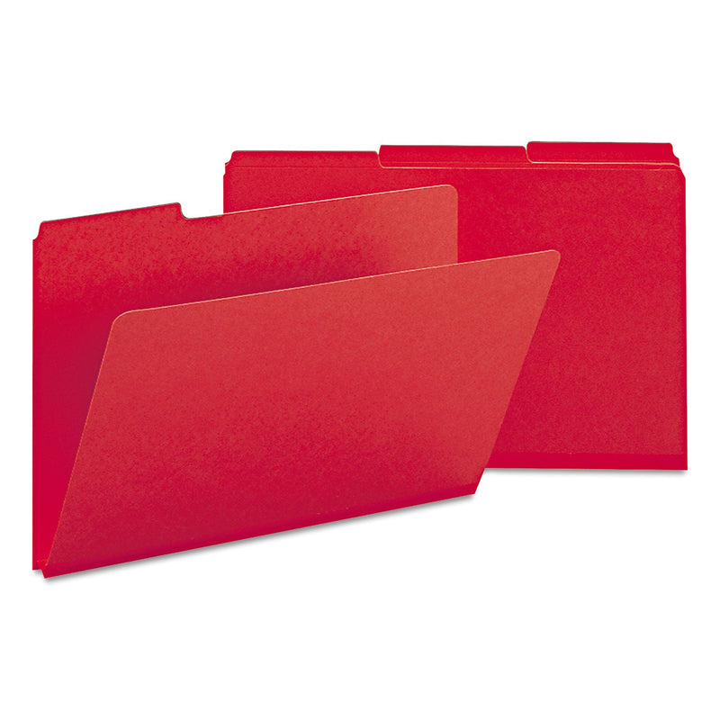 Smead Expanding Recycled Heavy Pressboard Folders, 1/3-Cut Tabs: Assorted, Legal Size, 1" Expansion, Bright Red, 25/Box