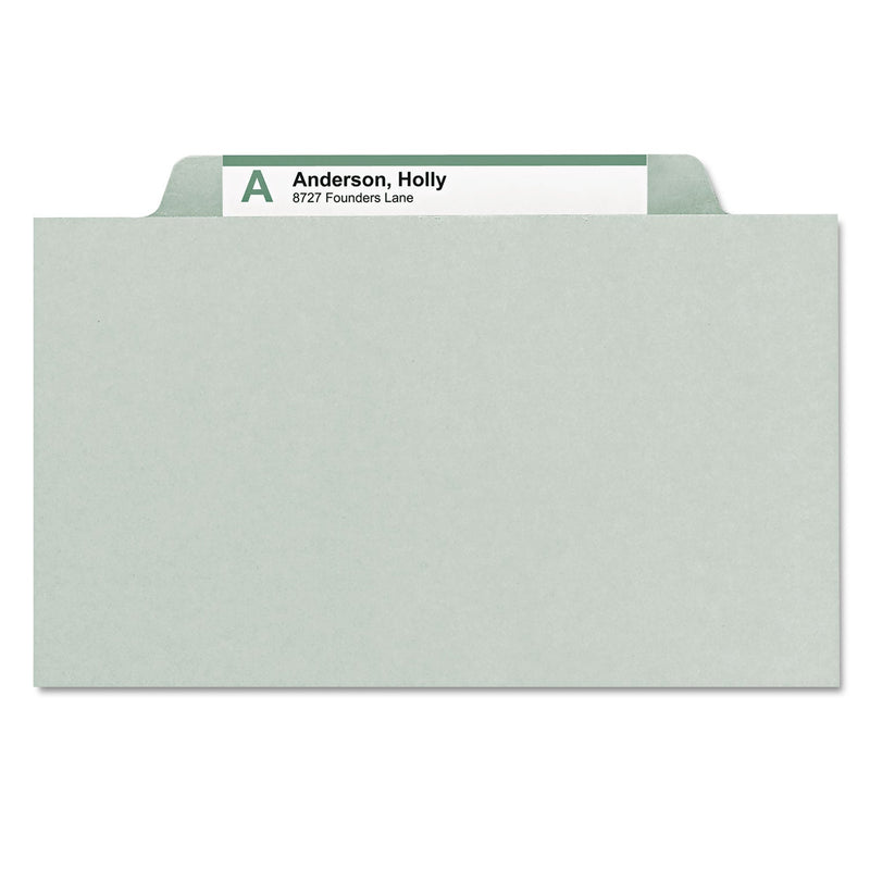 Smead Expanding Recycled Heavy Pressboard Folders, 1/3-Cut Tabs: Assorted, Letter Size, 2" Expansion, Gray-Green, 25/Box