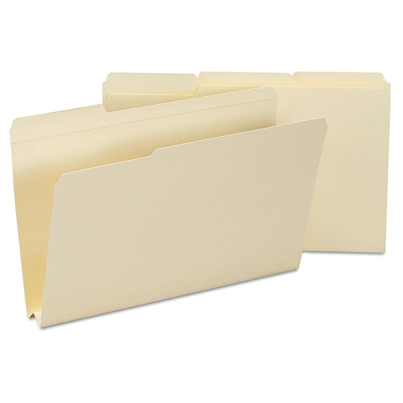 Smead Expandable Heavyweight File Folders, 1/3-Cut Tabs: Assorted, Legal Size, 1.5" Expansion, Manila, 50/Box
