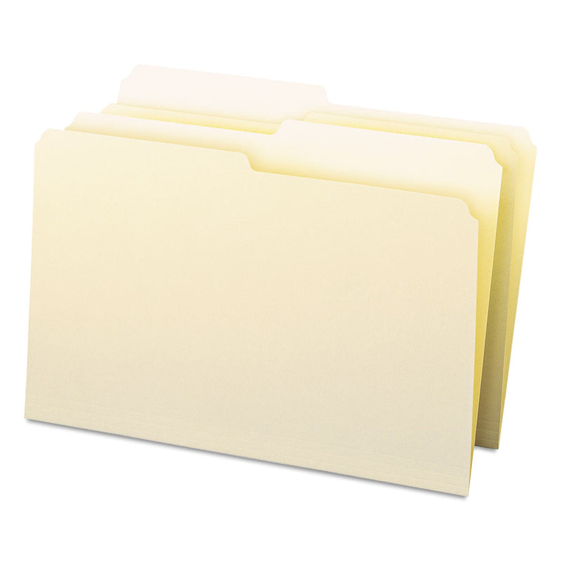 Smead Manila File Folders, 1/2-Cut Tabs: Assorted, Legal Size, 0.75" Expansion, Manila, 100/Box