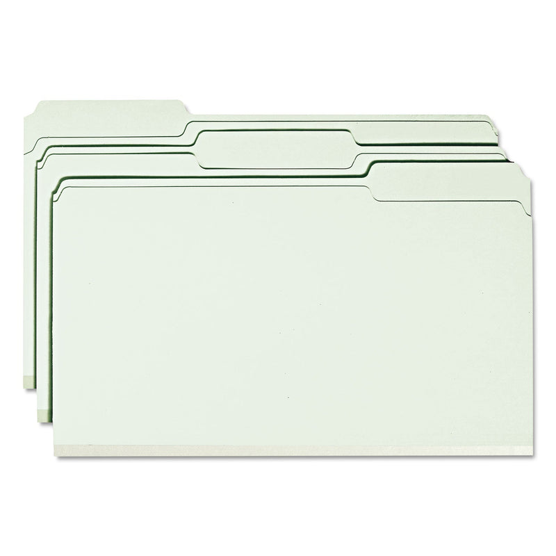 Smead Expanding Recycled Heavy Pressboard Folders, 1/3-Cut Tabs: Assorted, Legal Size, 2" Expansion, Gray-Green, 25/Box