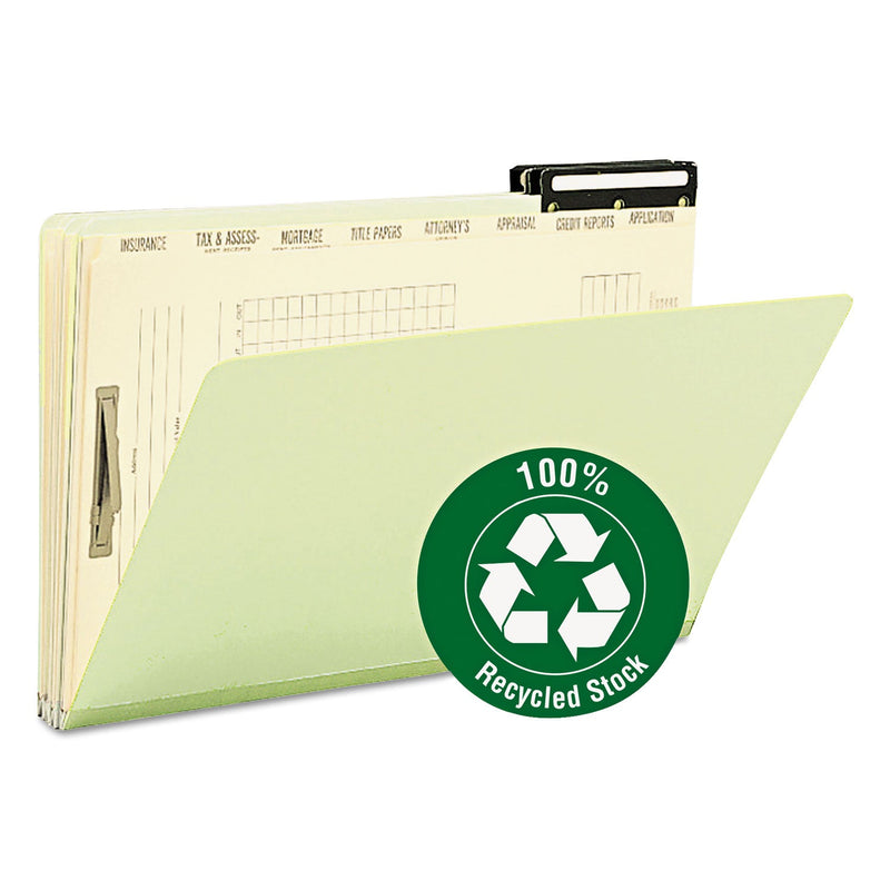 Smead Pressboard Mortgage Folders, 8 Dividers, Legal Size, Green, 10/Box