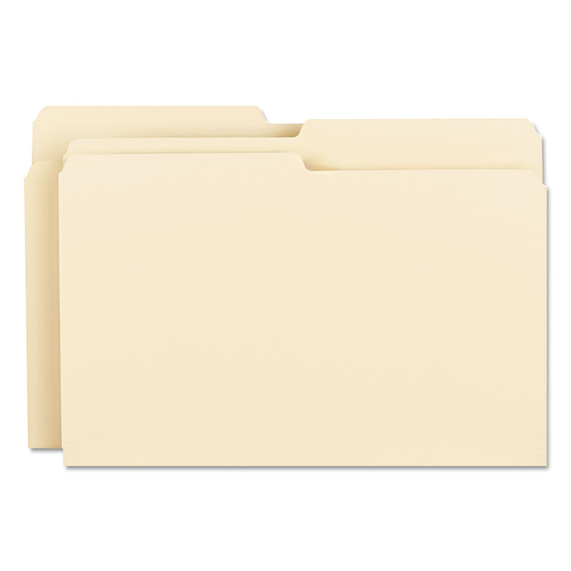 Smead Manila File Folders, 1/2-Cut Tabs: Assorted, Legal Size, 0.75" Expansion, Manila, 100/Box