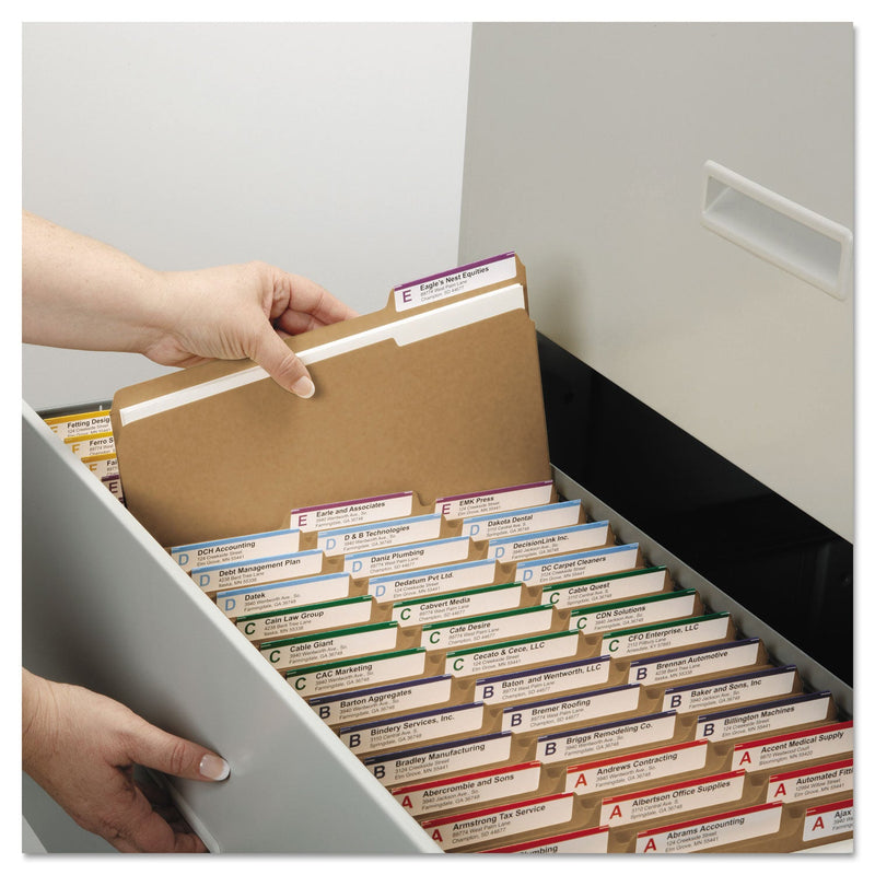 Smead Heavyweight Kraft File Folder, 1/3-Cut Tabs: Assorted, Letter Size, 0.75" Expansion, 11-pt Kraft, Brown, 100/Box