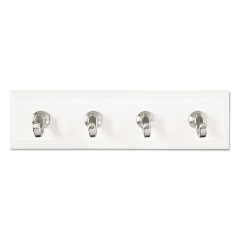 Command Decorative Key Rail, Plastic, Quartz/Silver, 8 x 1.5 x 2.13, 4 Hooks/Pack