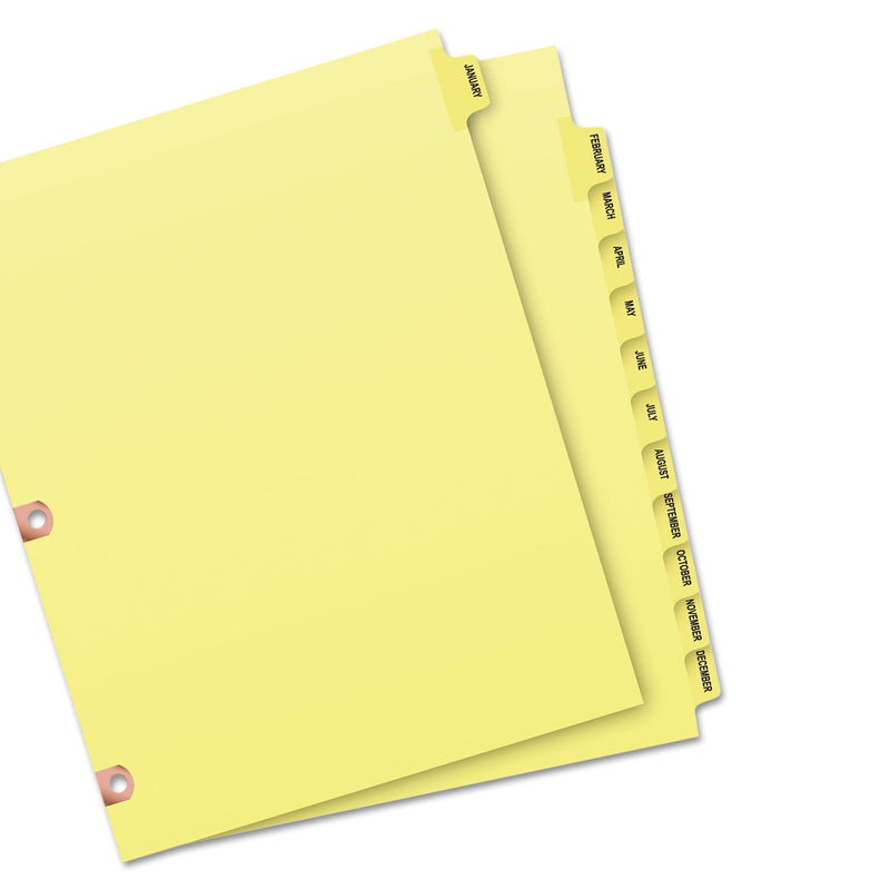 Avery Preprinted Laminated Tab Dividers with Copper Reinforced Holes, 12-Tab, Jan. to Dec., 11 x 8.5, Buff, 1 Set