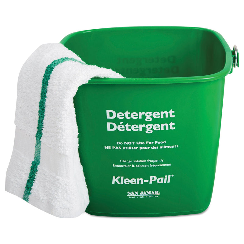 San Jamar Kleen-Pail, 6 qt, Plastic, Green, 12/Carton