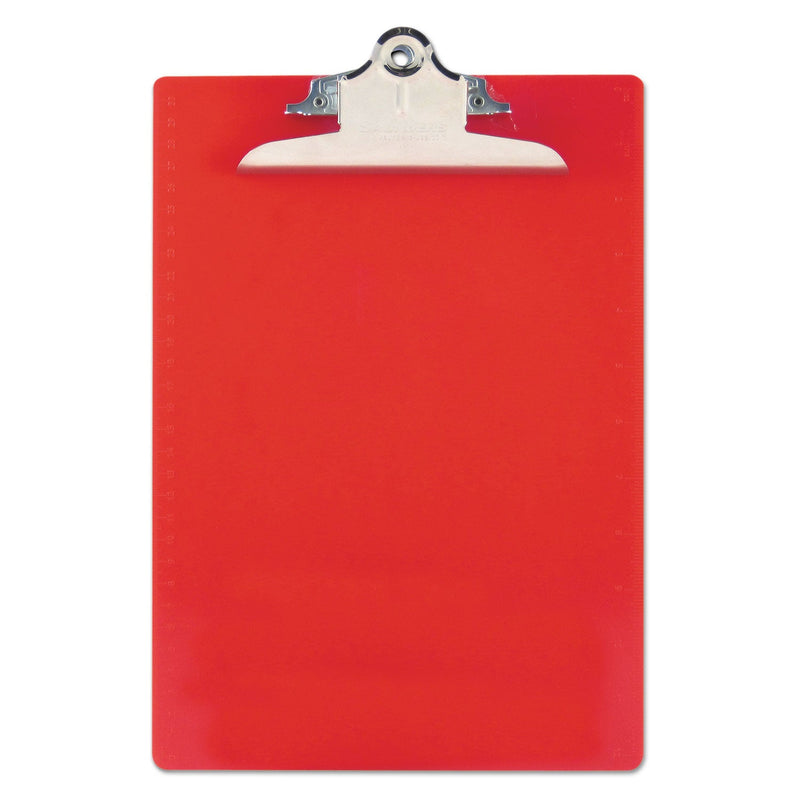 Saunders Recycled Plastic Clipboard with Ruler Edge, 1" Clip Capacity, Holds 8.5 x 11 Sheets, Red