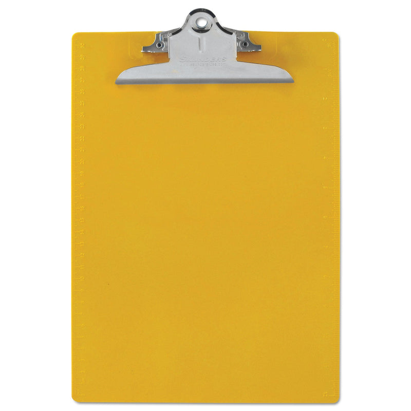 Saunders Recycled Plastic Clipboard with Ruler Edge, 1" Clip Capacity, Holds 8.5 x 11 Sheets, Yellow