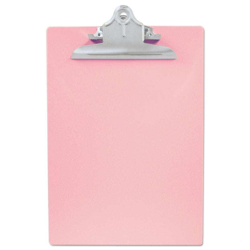 Saunders Recycled Plastic Clipboard with Ruler Edge, 1" Clip Capacity, Holds 8.5 x 11 Sheets, Pink