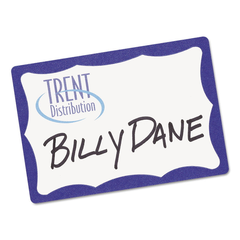 Avery Printable Adhesive Name Badges, 3.38 x 2.33, Blue Border, 100/Pack