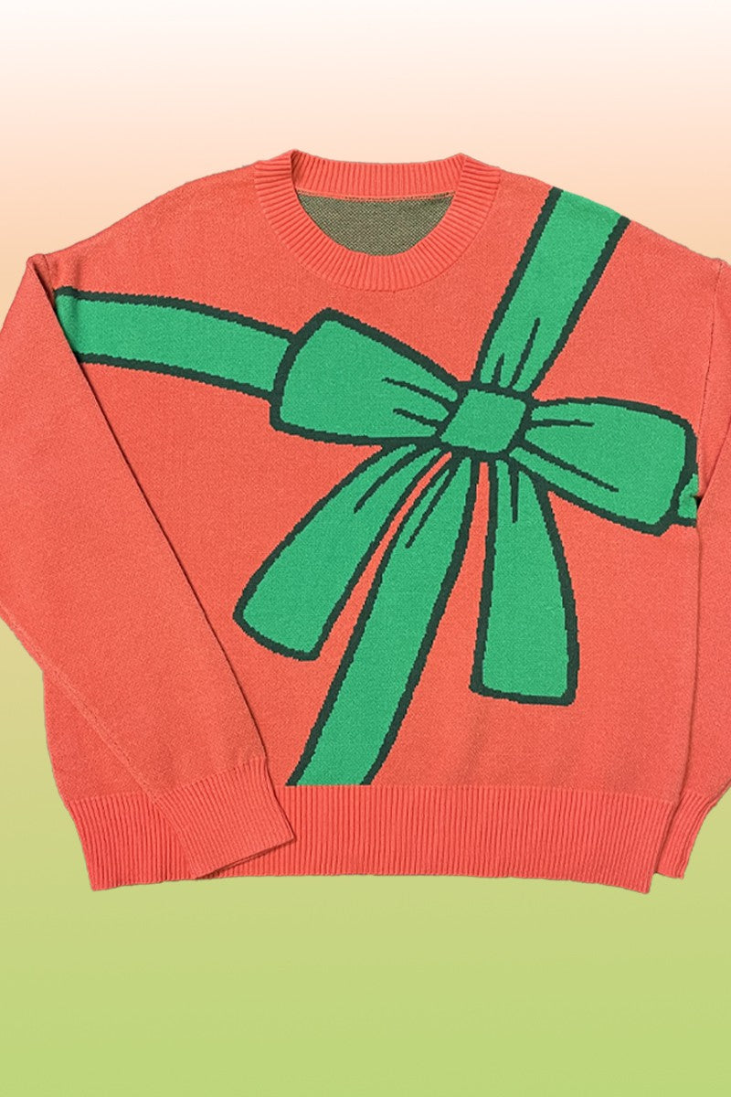 Bow wrap Christmas sweater