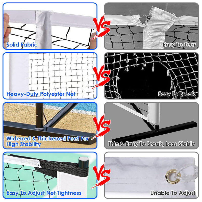 1Set Portable Pickleball Net Set 22ft Regulation Size Net Pickle Ball Net System With 4 Pickleballs 4 Paddles Carrying Bag For Driveway Yard