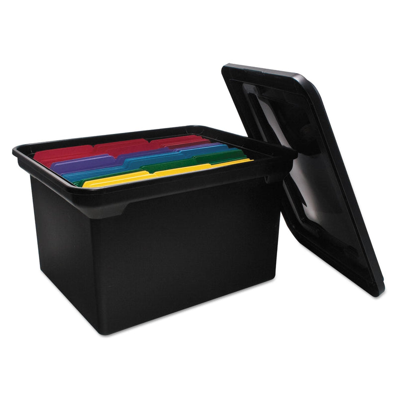 Advantus File Tote with Lid, Letter/Legal Files, 14.25" x 18" x 10.88", Black