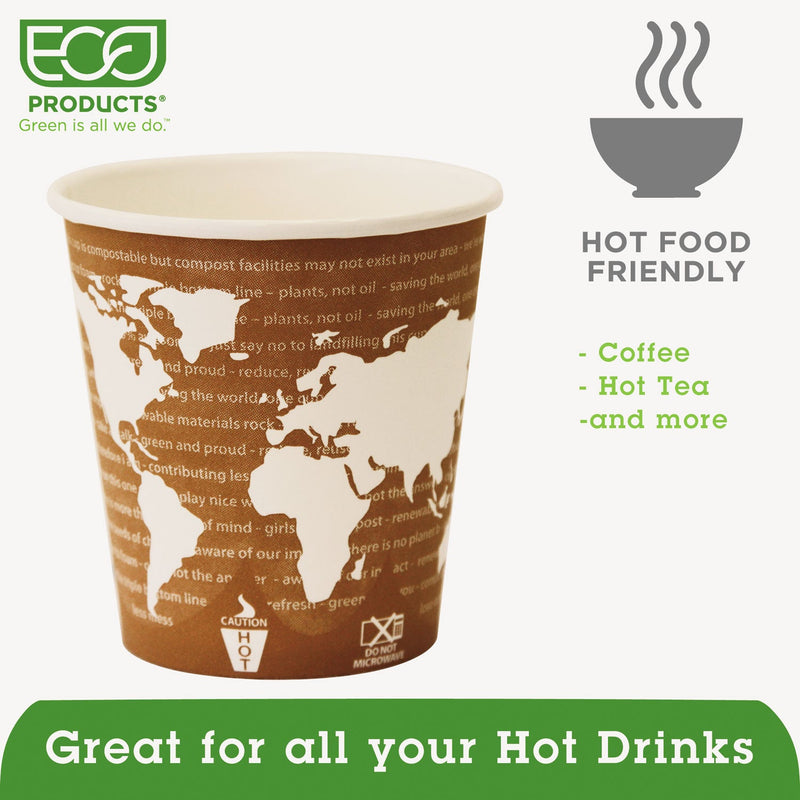 Eco-Products World Art Renewable and Compostable Hot Cups Convenience Pack, 10 oz, 50/Pack