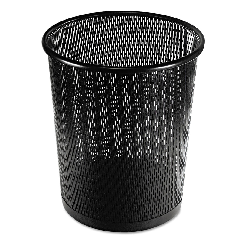 Artistic Urban Collection Punched Metal Wastebin, 20.24 oz, 9" Diameter, Steel, Black Satin