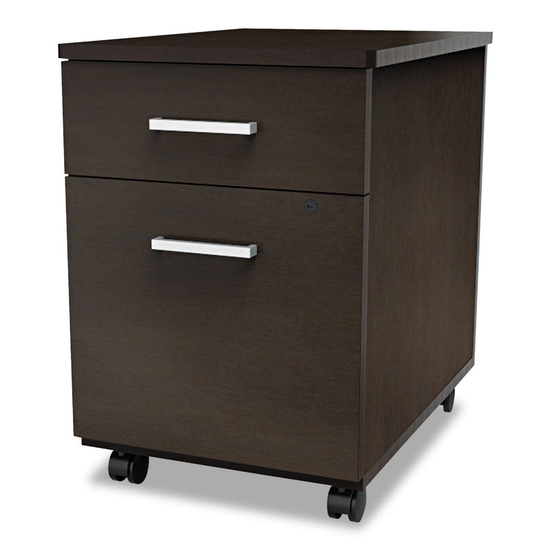 Linea Italia Trento Line Mobile Pedestal File, Left or Right, 2-Drawers: Box/File, Legal/Letter, Mocha, 16.5" x 19.75" x 23.63"