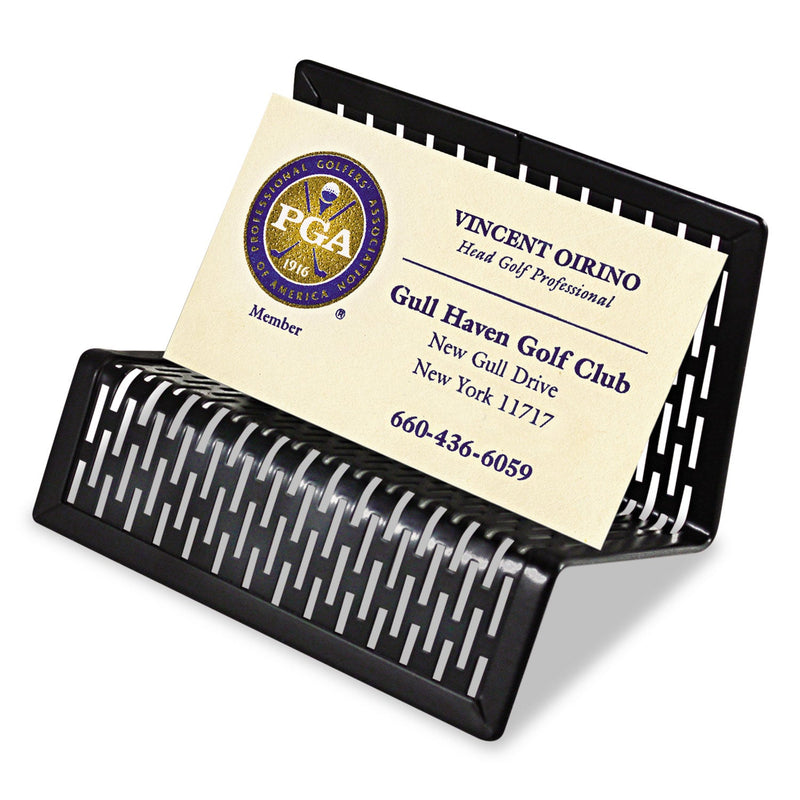 Artistic Urban Collection Punched Metal Business Card Holder, Holds 50 2 x 3.5 Cards, Perforated Steel, Black