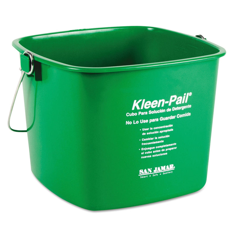 San Jamar Kleen-Pail, 6 qt, Plastic, Green, 12/Carton