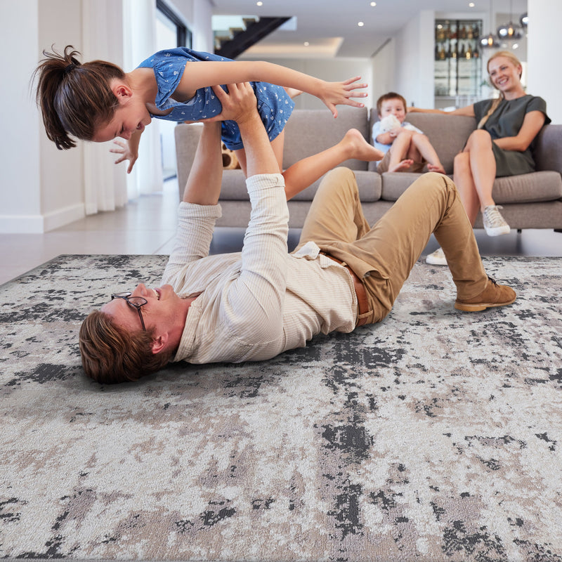 NAAR PAYAS Collection 6X9 Cream / Brown / Abstract Area Rug