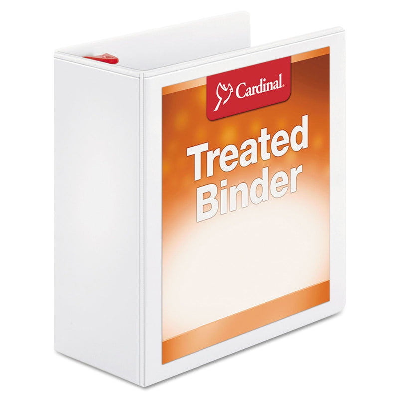 Cardinal Treated ClearVue Locking Slant-D Ring Binder, 3 Rings, 4" Capacity, 11 x 8.5, White