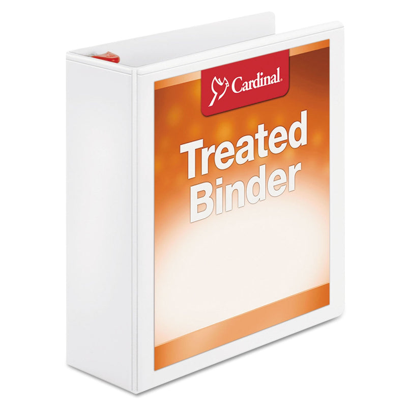 Cardinal Treated ClearVue Locking Slant-D Ring Binder, 3 Rings, 3" Capacity, 11 x 8.5, White