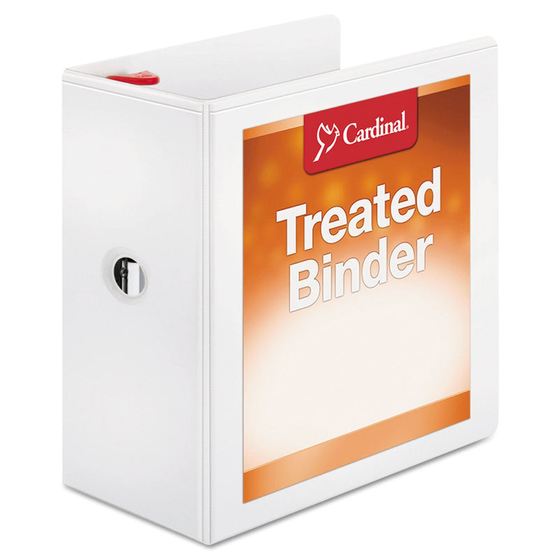 Cardinal Treated ClearVue Locking Slant-D Ring Binder, 3 Rings, 5" Capacity, 11 x 8.5, White