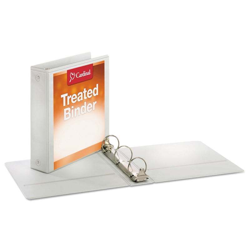 Cardinal Treated Binder ClearVue Locking Round Ring Binder, 3 Rings, 2" Capacity, 11 x 8.5, White