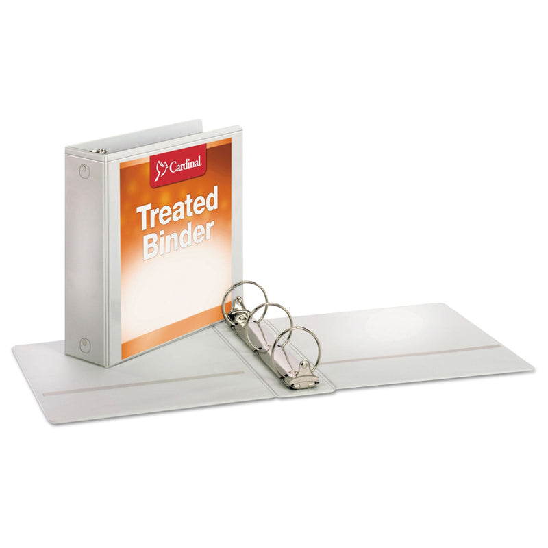 Cardinal Treated Binder ClearVue Locking Round Ring Binder, 3 Rings, 3" Capacity, 11 x 8.5, White