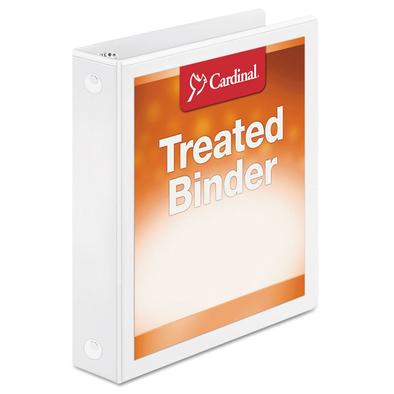 Cardinal Treated Binder ClearVue Locking Round Ring Binder, 3 Rings, 1.5" Capacity, 11 x 8.5, White