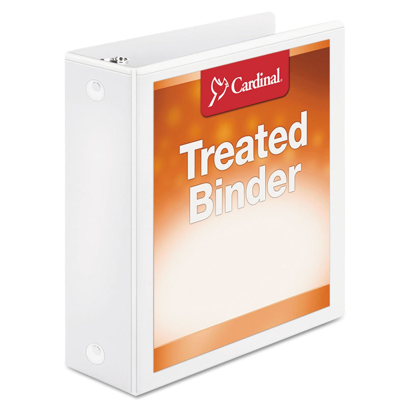 Cardinal Treated Binder ClearVue Locking Round Ring Binder, 3 Rings, 3" Capacity, 11 x 8.5, White