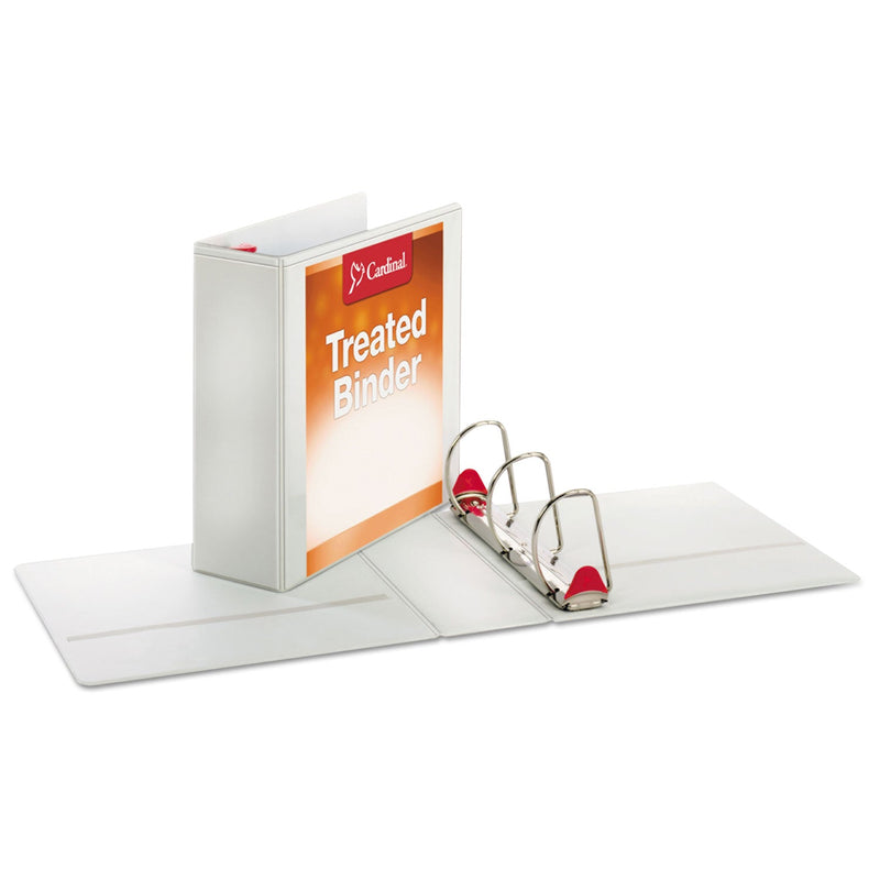 Cardinal Treated ClearVue Locking Slant-D Ring Binder, 3 Rings, 4" Capacity, 11 x 8.5, White