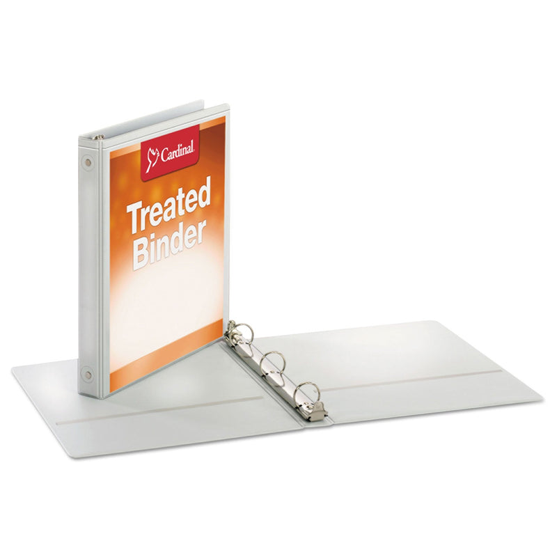 Cardinal Treated Binder ClearVue Locking Round Ring Binder, 3 Rings, 1" Capacity, 11 x 8.5, White