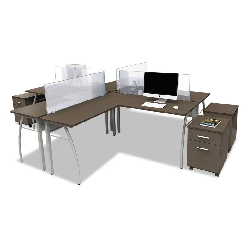 Linea Italia Trento Line L-Shaped Desk, 59.13" x 59.13" x 29.5", Mocha/Gray