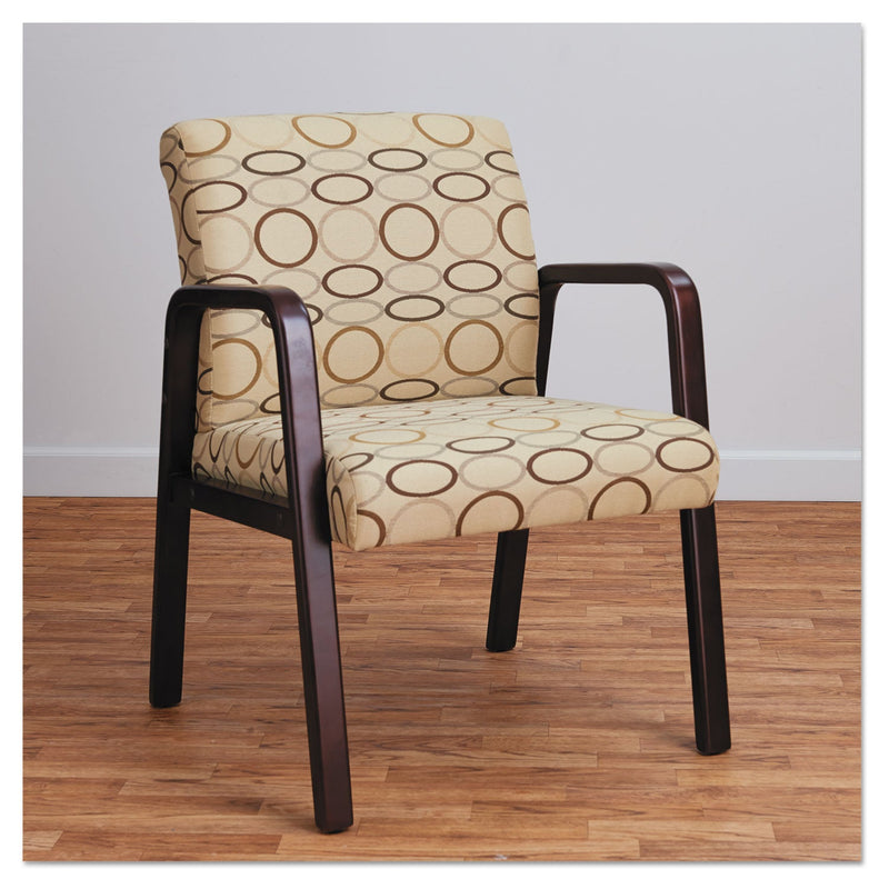 Alera Reception Lounge WL Series Guest Chair, 24.21" x 24.8" x 32.67", Tan Seat/Back, Mahogany Base
