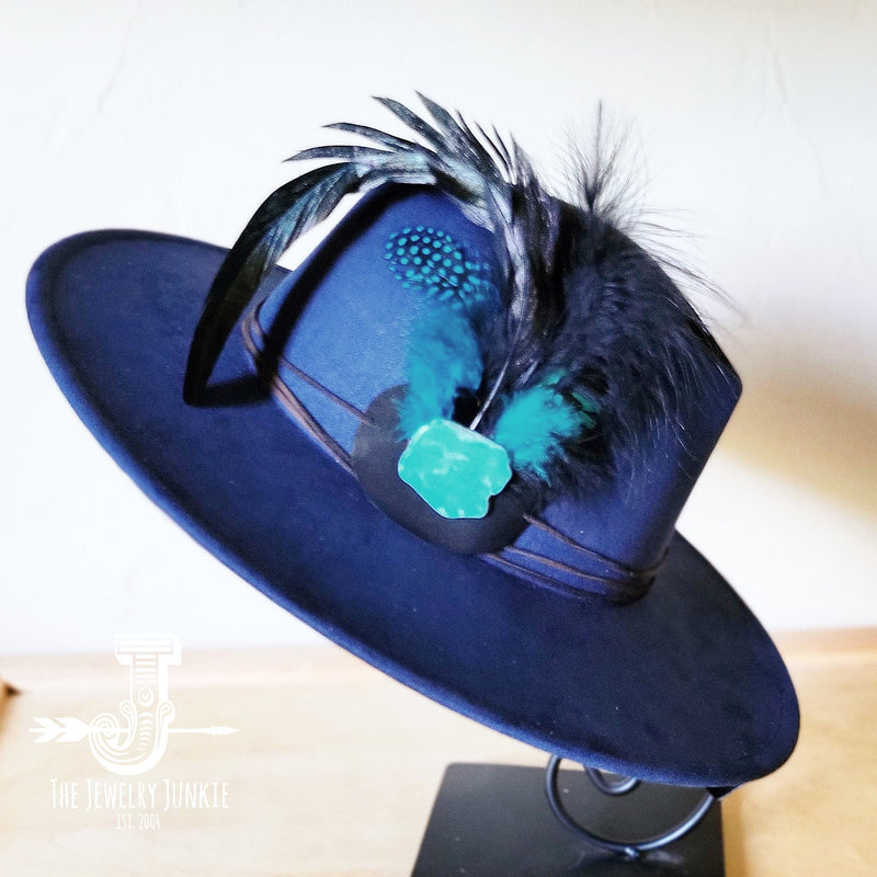 Boho Western Felt Hat w/ Choice of Hatband- Navy 990a