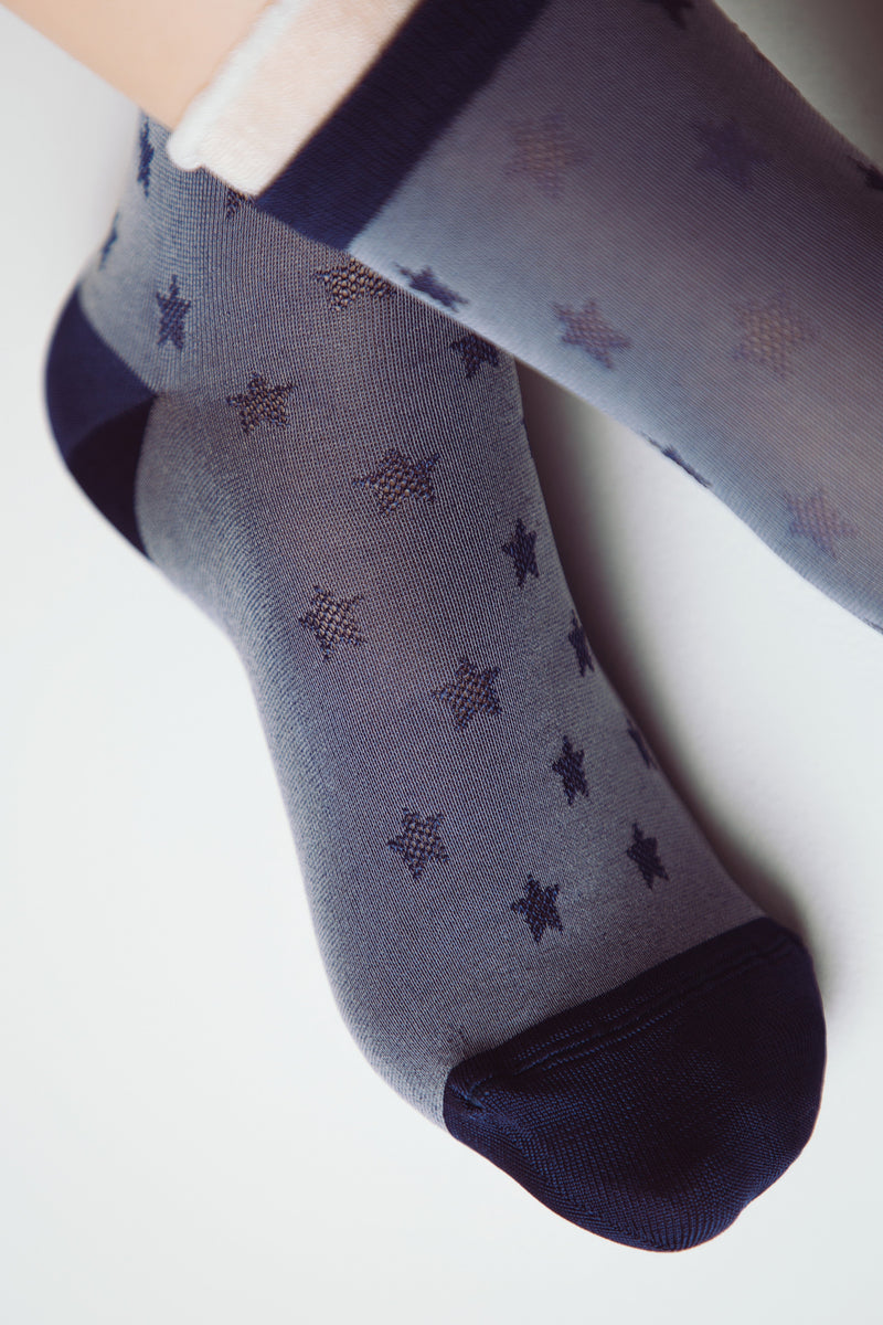 Conte Socks Classic - 491 Glossy Pattern and Decorative Transparent Mesh